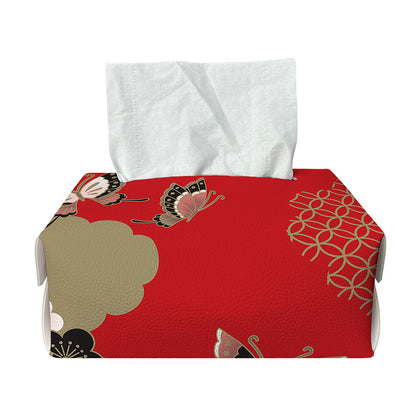 Japanese Flower Print Rectangle Tissue Box Cover