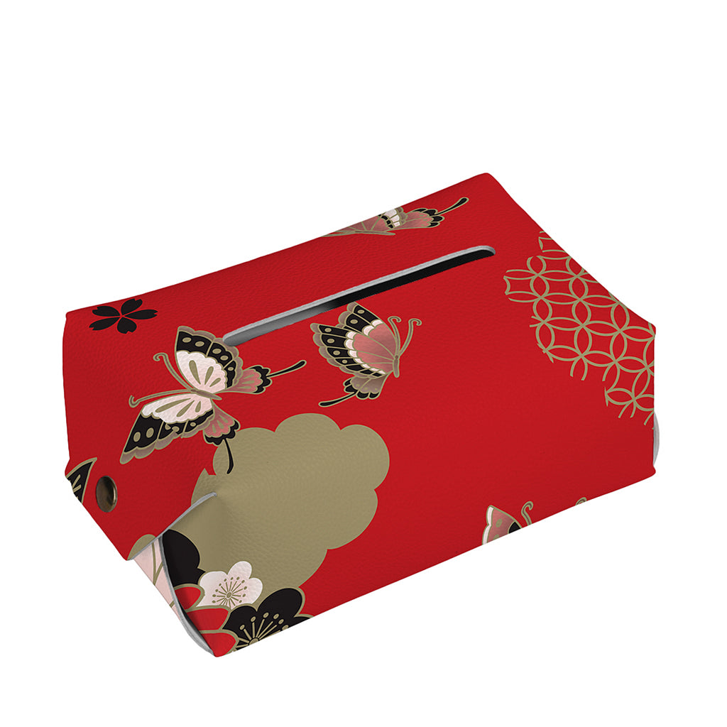 Japanese Flower Print Rectangle Tissue Box Cover