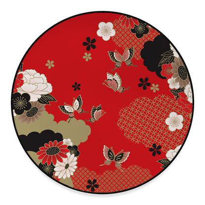 Japanese Flower Print Round Floor Mat