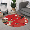 Japanese Flower Print Round Rug