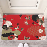 Japanese Flower Print Rubber Doormat