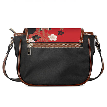 Japanese Flower Print Saddle Bag