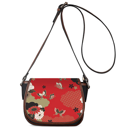 Japanese Flower Print Saddle Bag