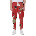 Japanese Flower Print Scuba Joggers