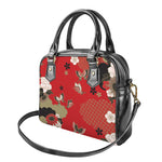 Japanese Flower Print Shoulder Handbag