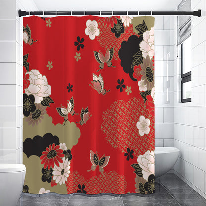 Japanese Flower Print Shower Curtain