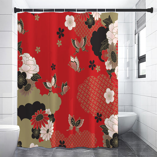 Japanese Flower Print Shower Curtain