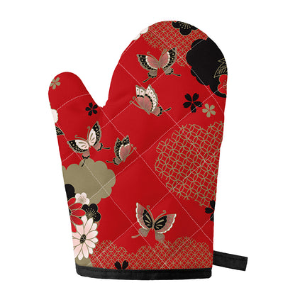 Japanese Flower Print Single Oven Mitt