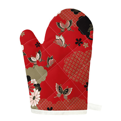 Japanese Flower Print Single Oven Mitt