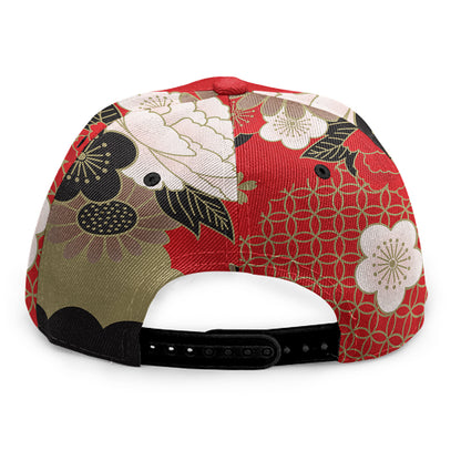 Japanese Flower Print Snapback Cap
