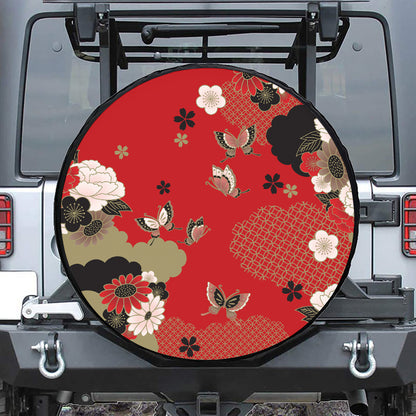 Japanese Flower Print Tire Cover