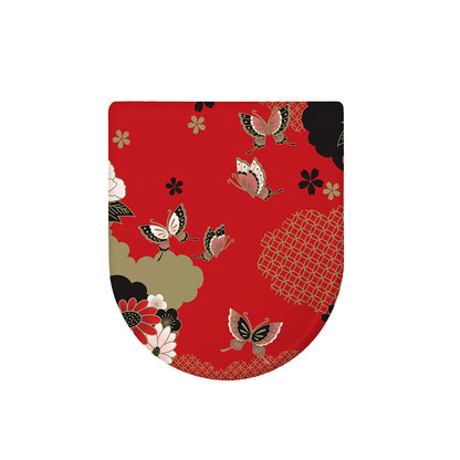 Japanese Flower Print Toilet Lid Cover