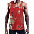 Japanese Flower Print Men's Workout Tank Top