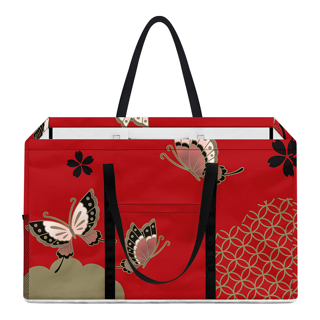 Japanese Flower Print Utility Tote Bag