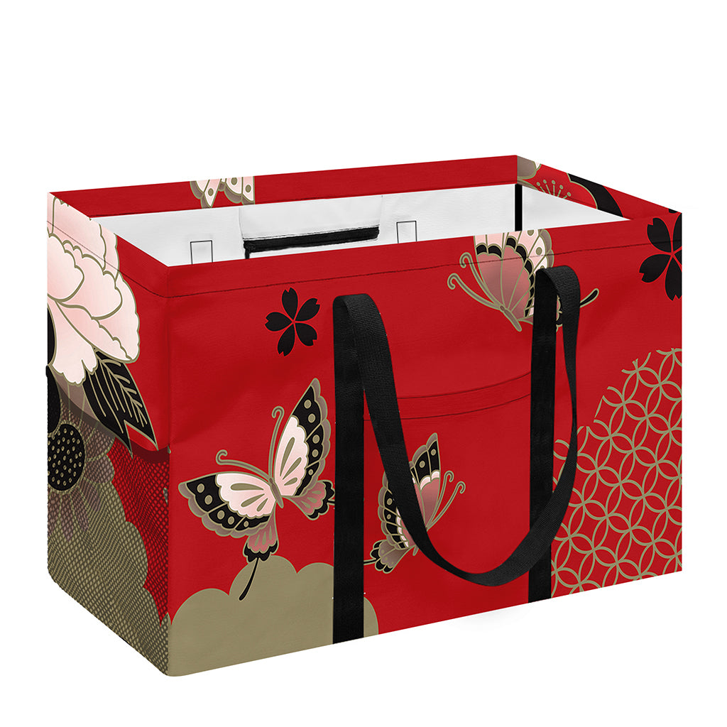 Japanese Flower Print Utility Tote Bag