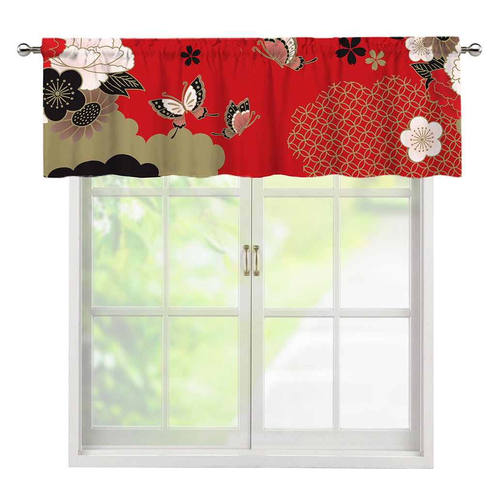Japanese Flower Print Window Valance