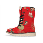 Japanese Flower Print Winter Boots