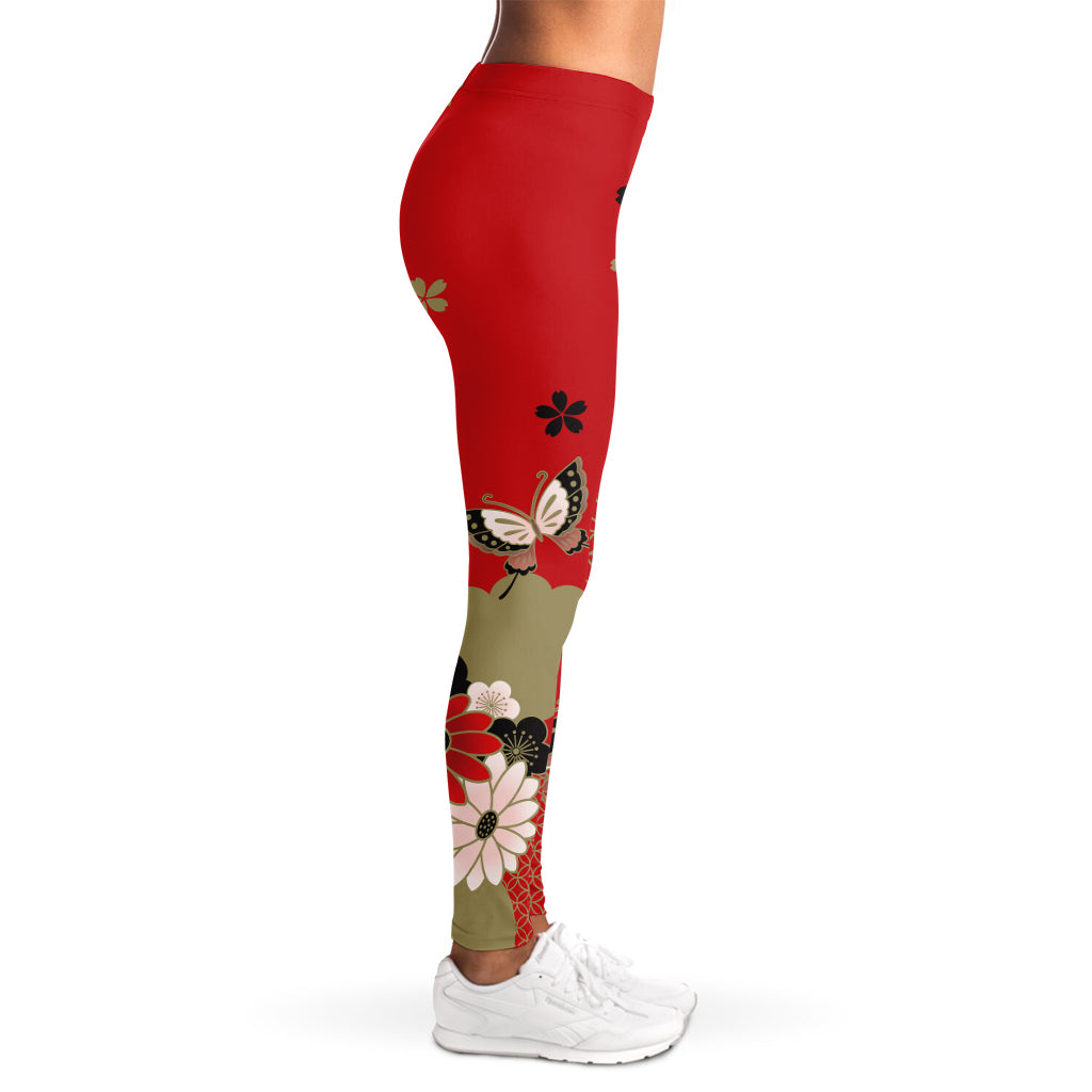Japanese Flower Print Women's Leggings