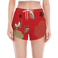 Japanese Flower Print Women's Split Running Shorts