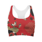Japanese Flower Print Women's Sports Bra