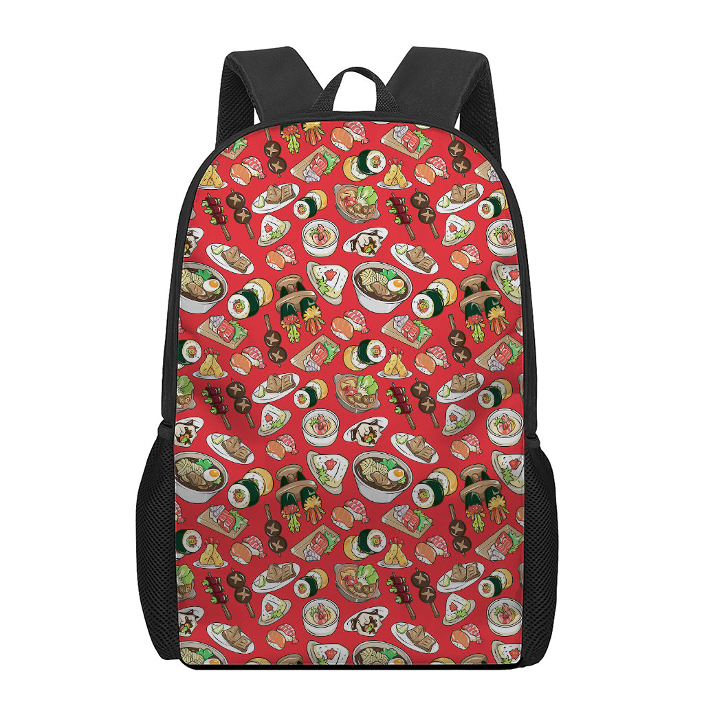 Japanese Food Pattern Print 17 Inch Backpack