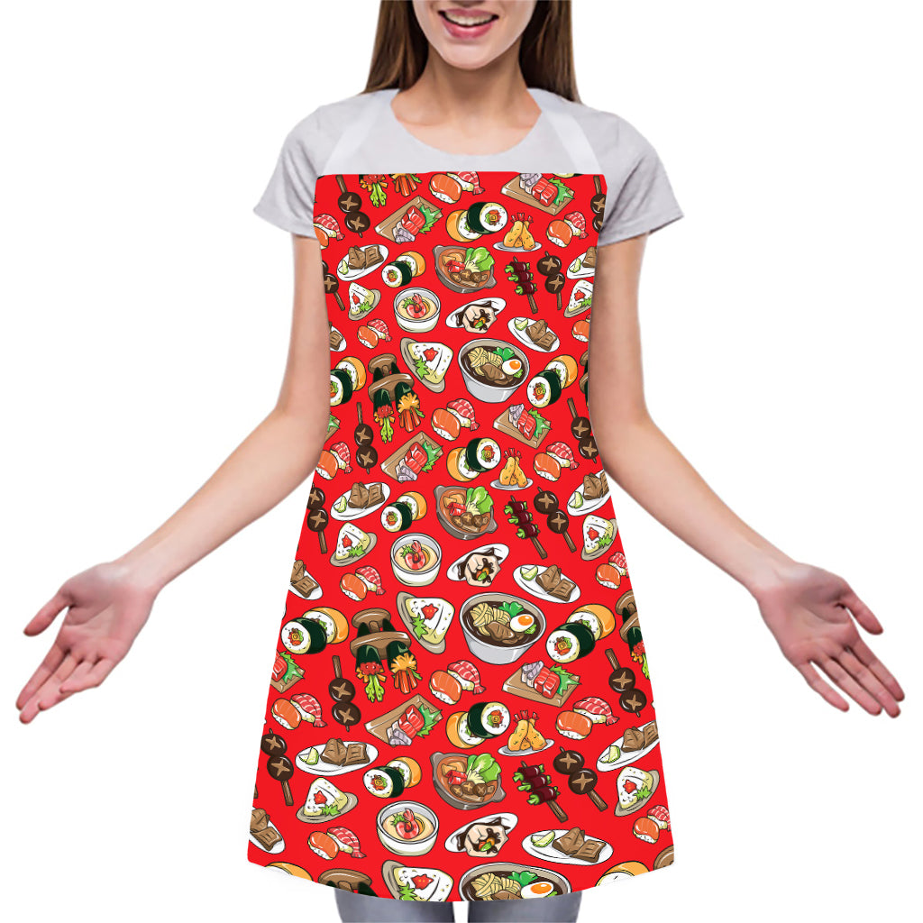 Japanese Food Pattern Print Adjustable Apron
