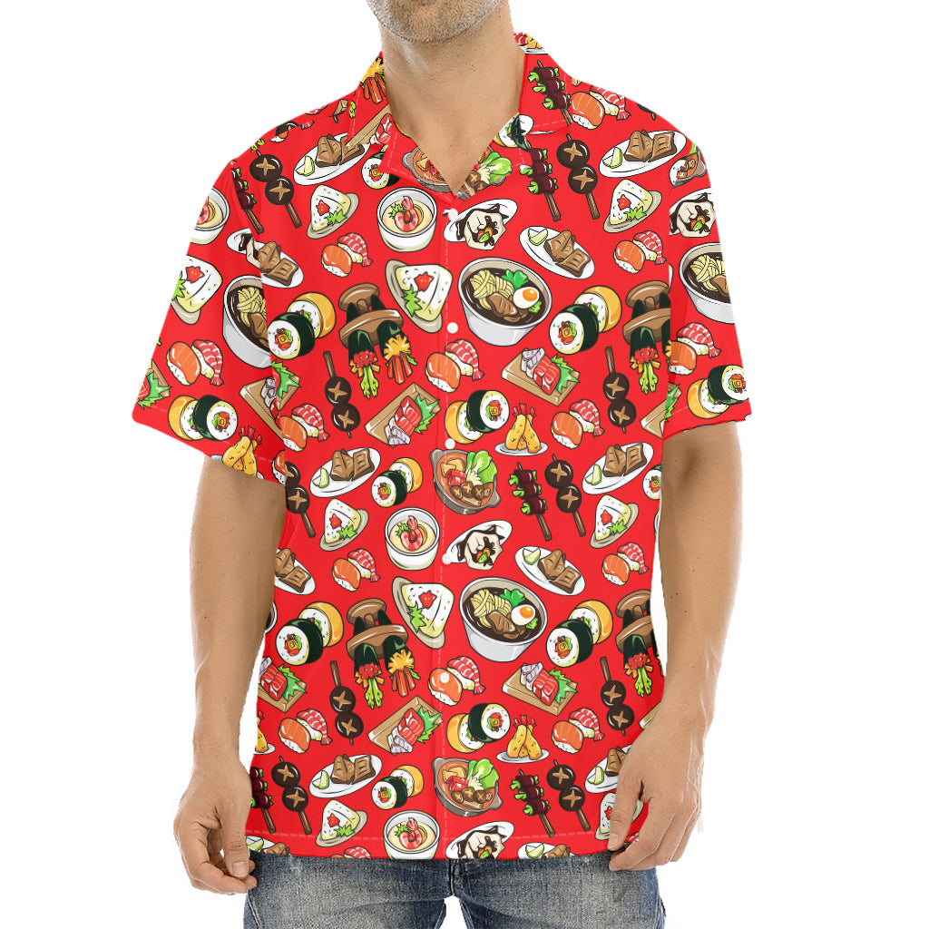 Japanese Food Pattern Print Aloha Shirt
