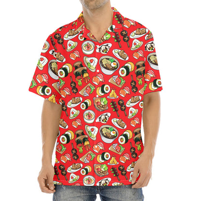 Japanese Food Pattern Print Aloha Shirt