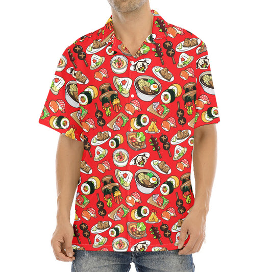 Japanese Food Pattern Print Aloha Shirt