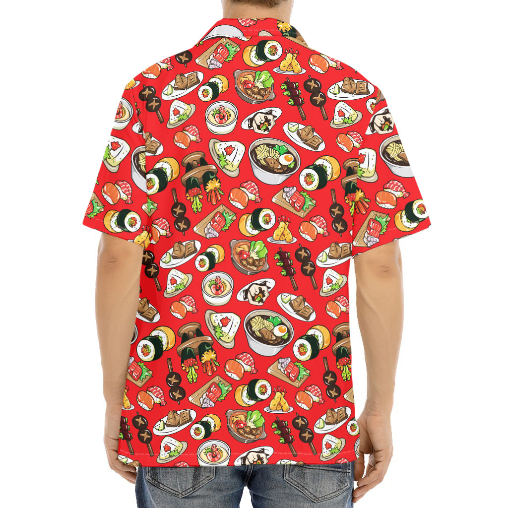 Japanese Food Pattern Print Aloha Shirt