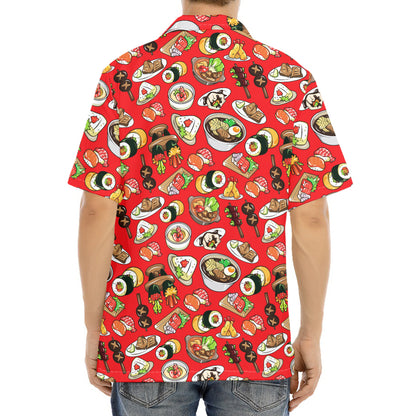 Japanese Food Pattern Print Aloha Shirt