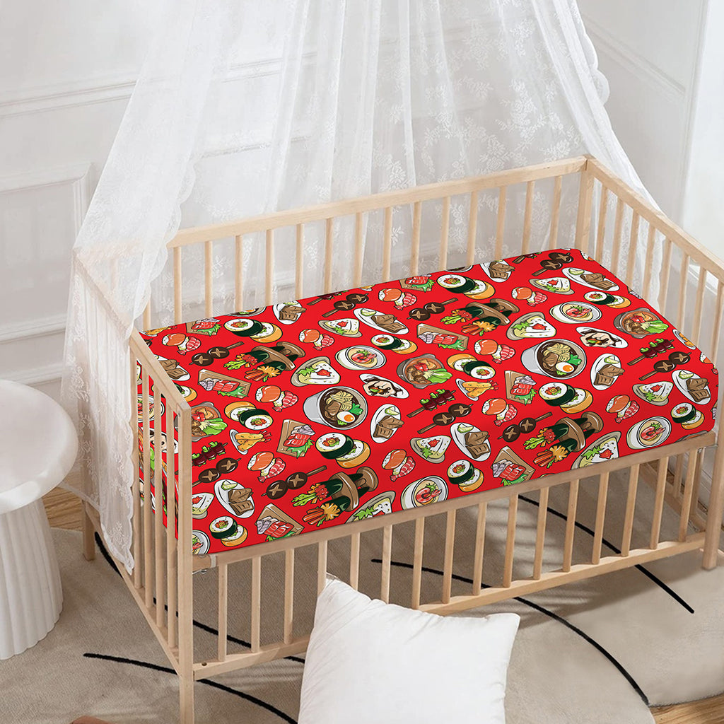 Japanese Food Pattern Print Baby Crib Sheet