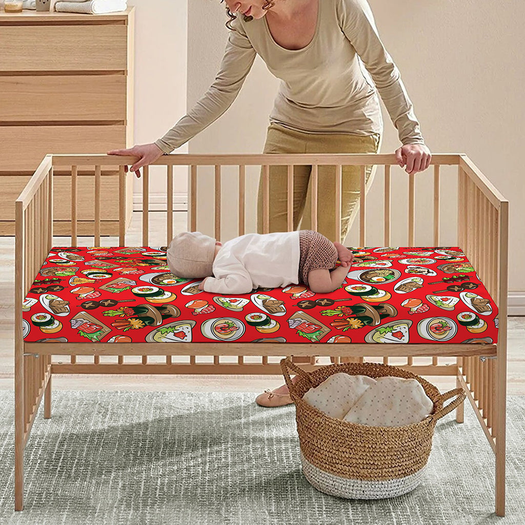 Japanese Food Pattern Print Baby Crib Sheet