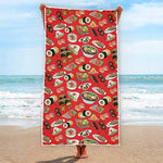 Japanese Food Pattern Print Beach Towel