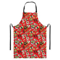 Japanese Food Pattern Print Bib Apron With Pocket
