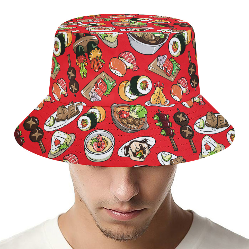 Japanese Food Pattern Print Bucket Hat