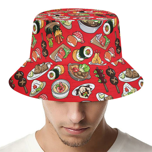 Japanese Food Pattern Print Bucket Hat
