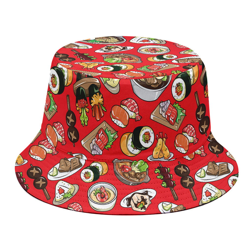 Japanese Food Pattern Print Bucket Hat