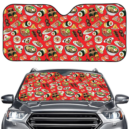 Japanese Food Pattern Print Car Windshield Sun Shade