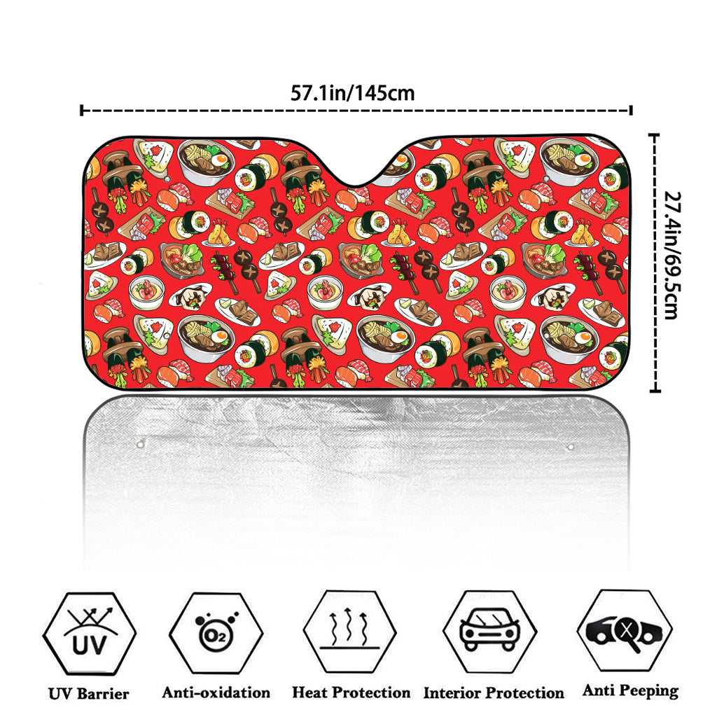 Japanese Food Pattern Print Car Windshield Sun Shade