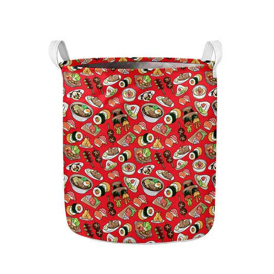 Japanese Food Pattern Print Collapsible Laundry Basket