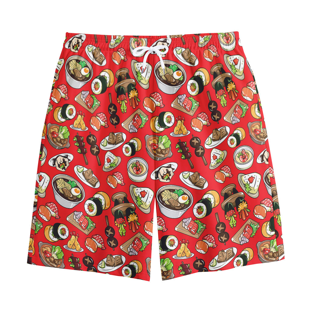 Japanese Food Pattern Print Cotton Shorts