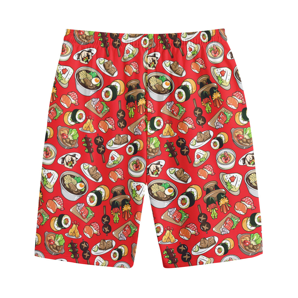 Japanese Food Pattern Print Cotton Shorts