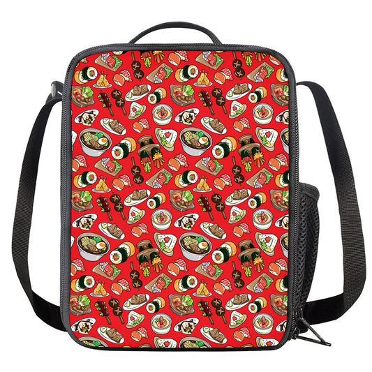 Japanese Food Pattern Print Crossbody Lunch Bag