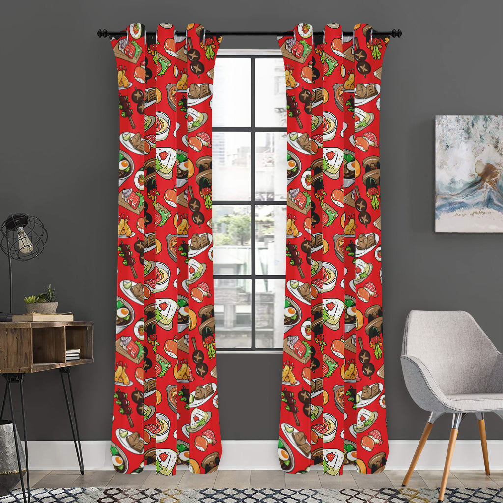 Japanese Food Pattern Print Curtain
