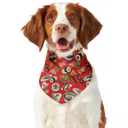 Japanese Food Pattern Print Dog Bandana