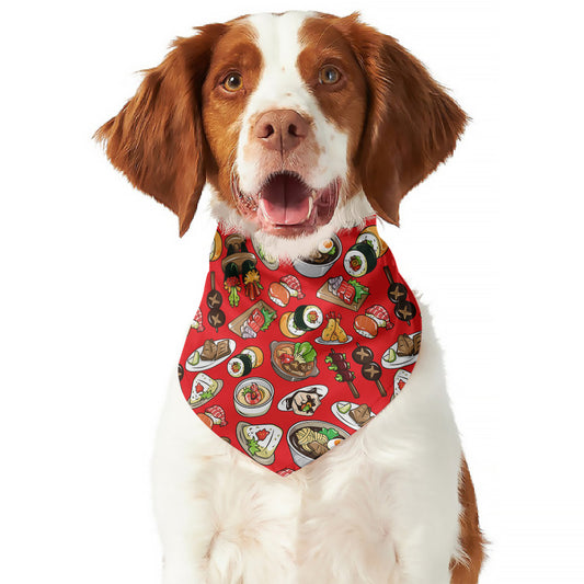 Japanese Food Pattern Print Dog Bandana