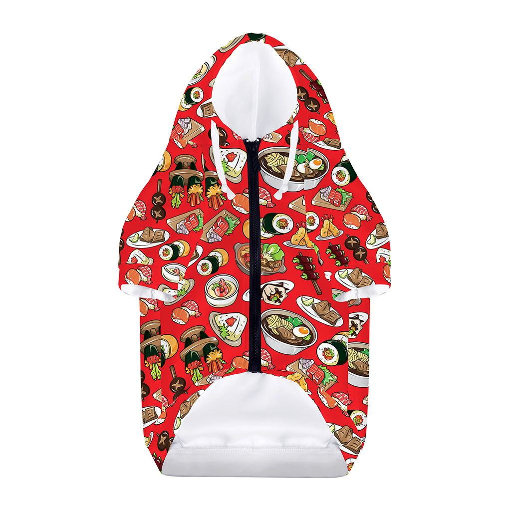 Japanese Food Pattern Print Dog Zip Up Hoodie