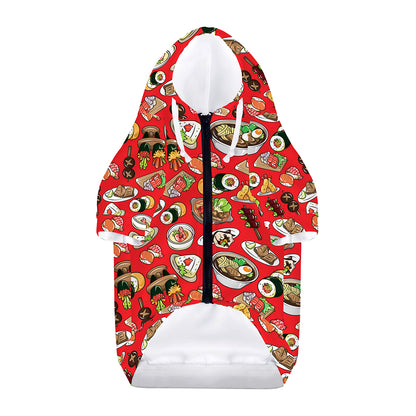 Japanese Food Pattern Print Dog Zip Up Hoodie