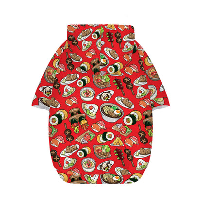Japanese Food Pattern Print Dog Zip Up Hoodie